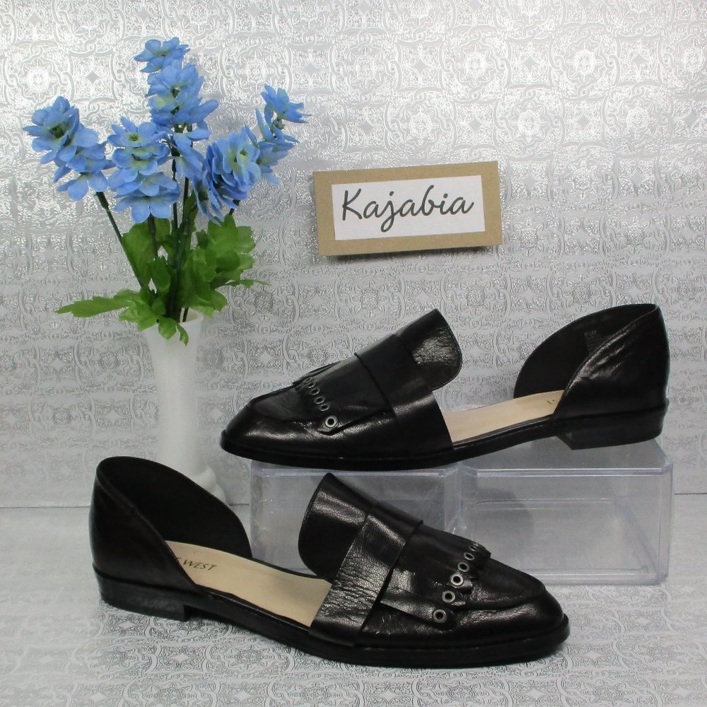NINE WEST Black Cut Out Sid Loafers Size 9.5